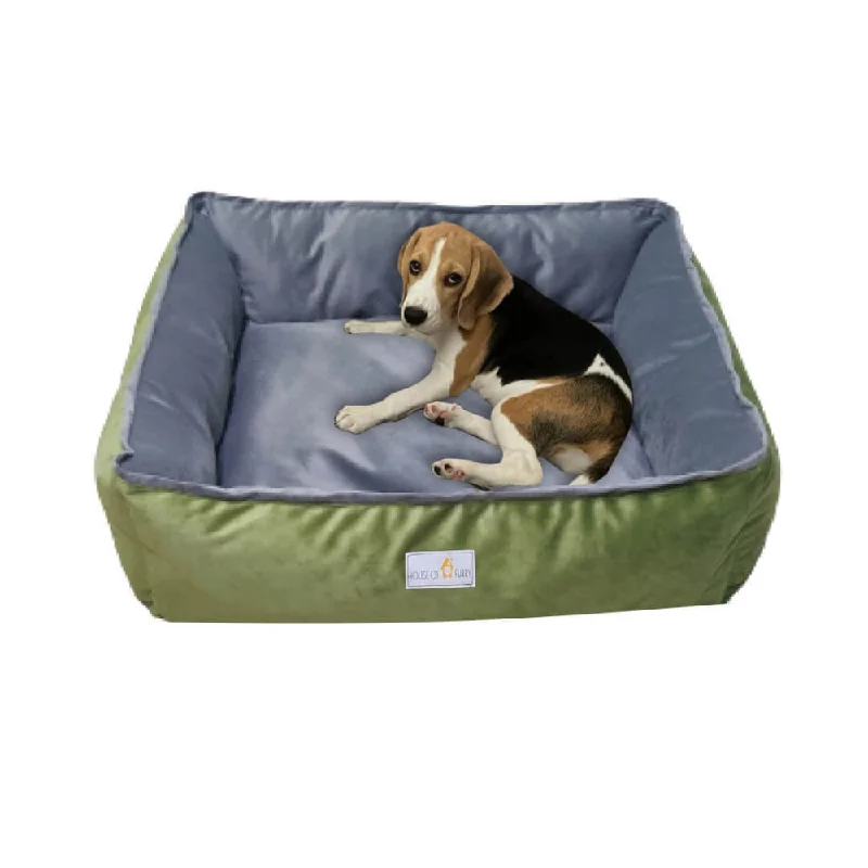 House of Furry Turkish Velvet Bolster Pet Bed Simba (Multicolor)