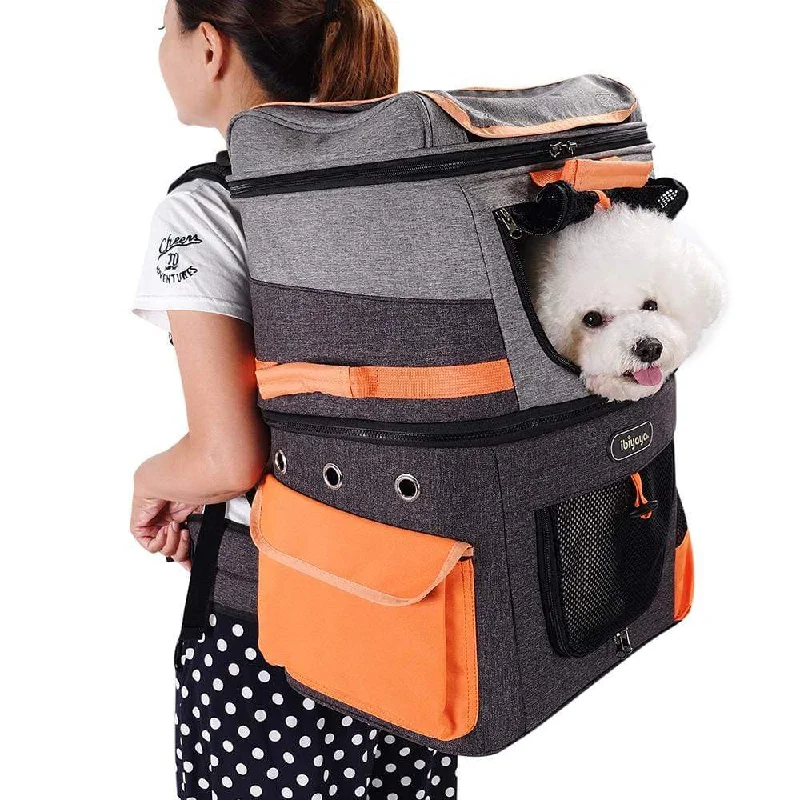 Ibiyaya Two-Tier Pet Backpack, Hands-Free Carrier Bag 12kg