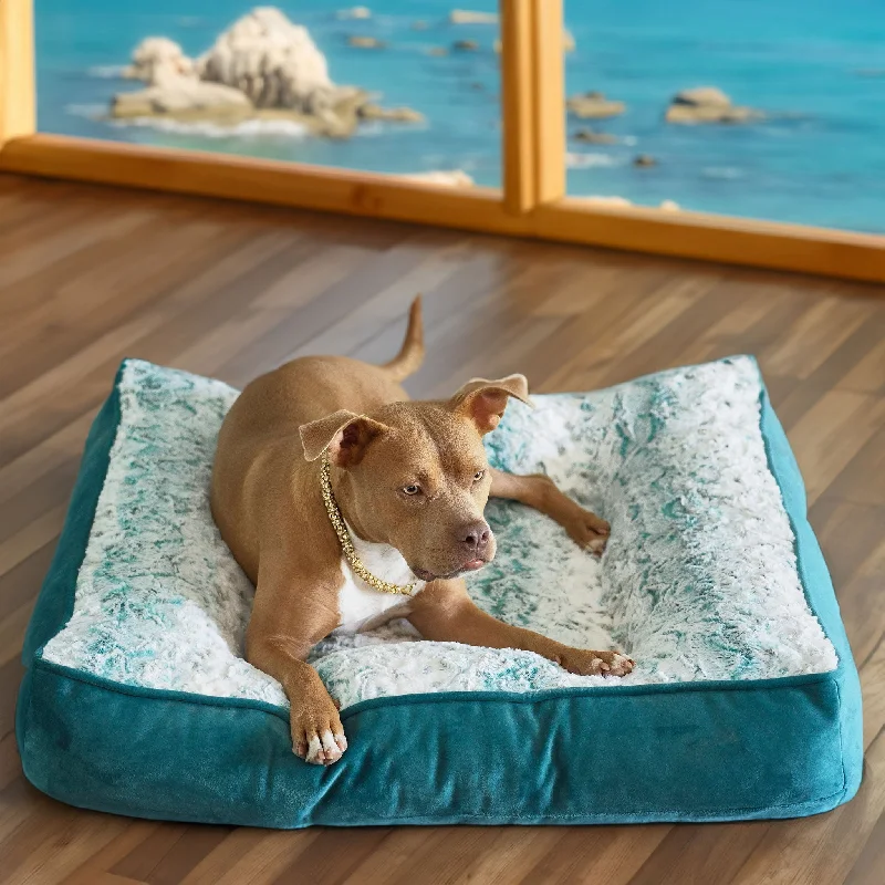 LA Dog Company® Pearl Leopard® Ortho Square™ Companion-Pedic®  Luxury Dog Bed