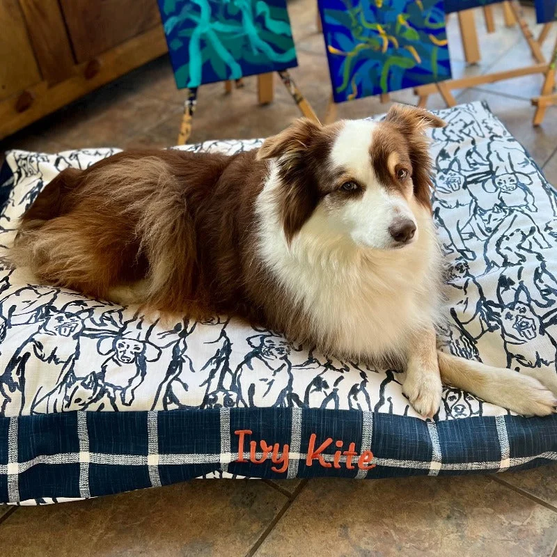 Navy Dog Bed with Personalization