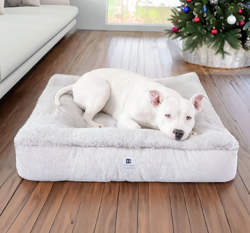 Ruby Puff® Ortho Square Companion-Pedic® Luxury Faux Fur Dog Bed