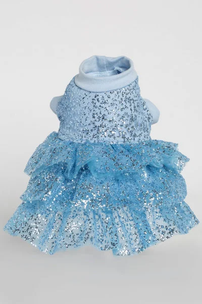 Glitter Dog Dress Light Blue