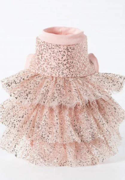 Glitter Dog Dress Rose Gold