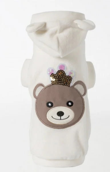 Sparkling Bear Dog Hoodie Cream