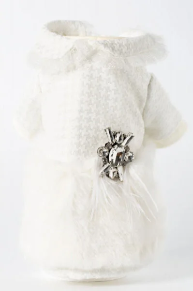 Whte Plume Dog Coat