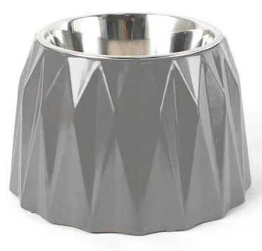 Elevated Diamond Dog Bowl - Dark Grey