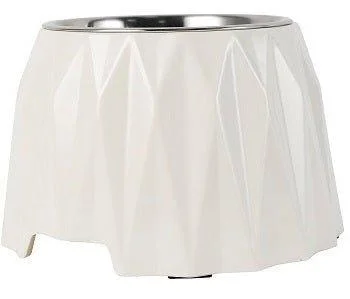 Elevated Diamond Dog Bowl - White