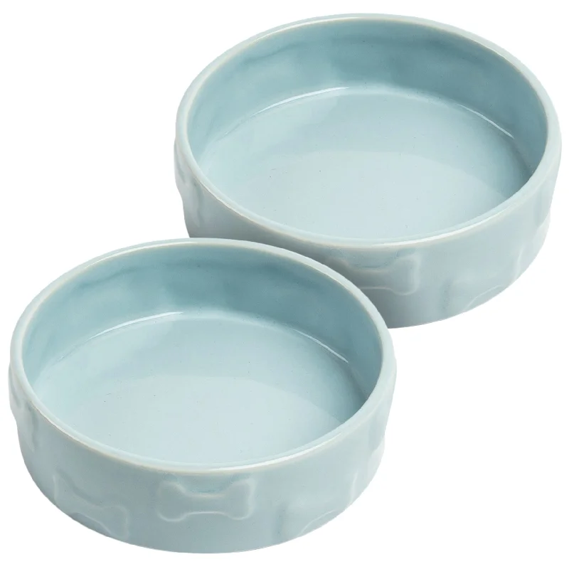 SET OF TWO MANOR PET BOWLS - BLUE