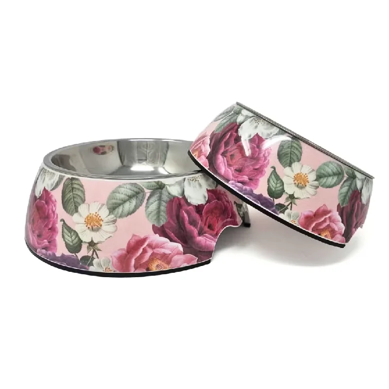 Pink Floral Dog Bowl - 3 Sizes