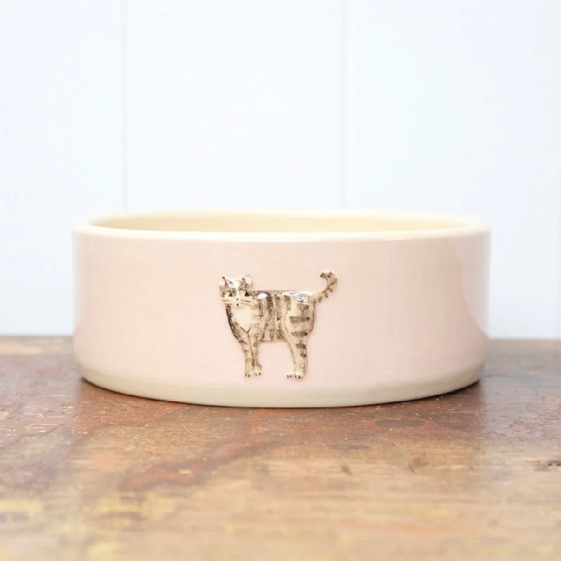 SECOND - Large Hogben Cat Bowls - Tabby Cat