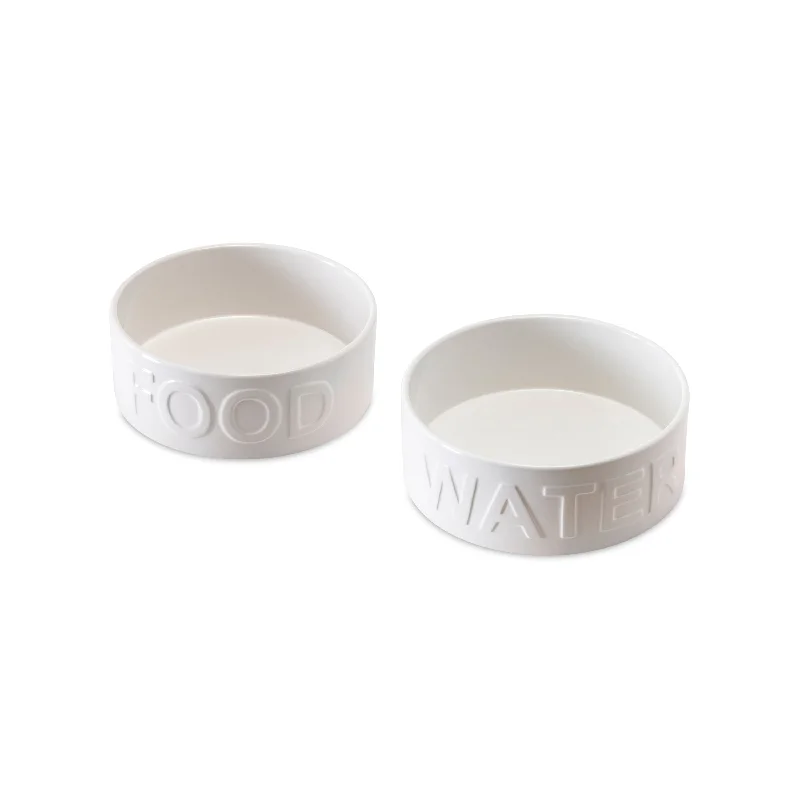 SET OF CLASSIC WATER AND FOOD BOWLS WHITE