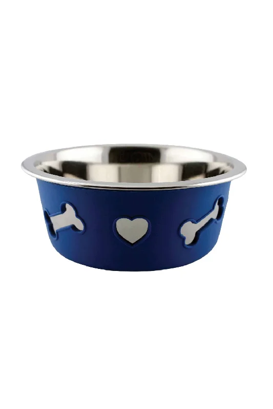 WeatherBeeta Non-Slip Stainless Steel Silicone Bone Dog Bowl