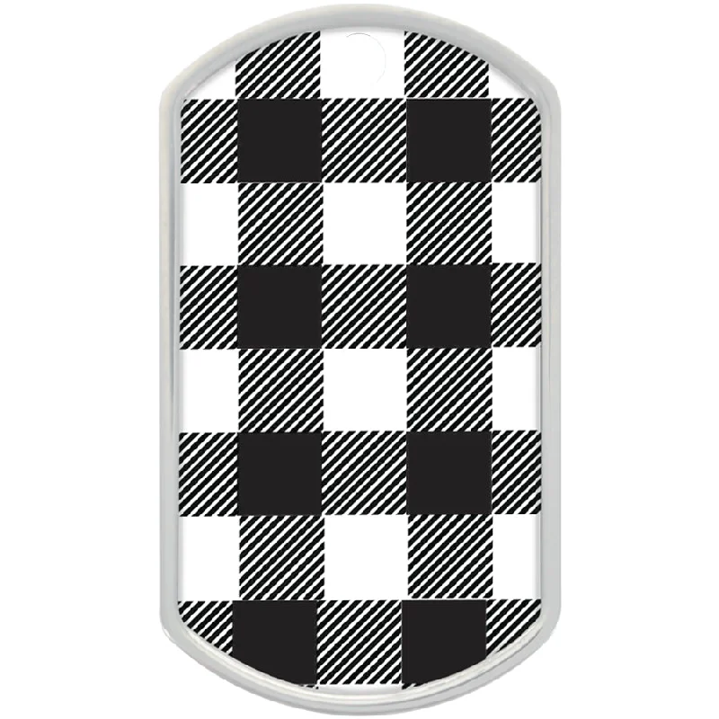 Black & White Buffalo Check Military Raised Edge Pet ID Tag