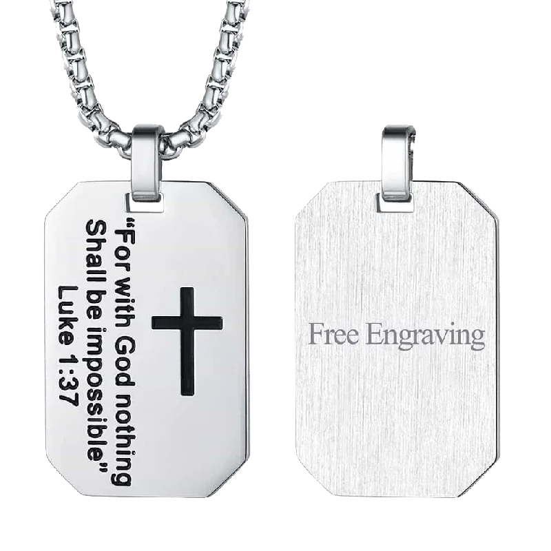 Christian Luke 1:37 Dog Tag Necklace for Men/Women