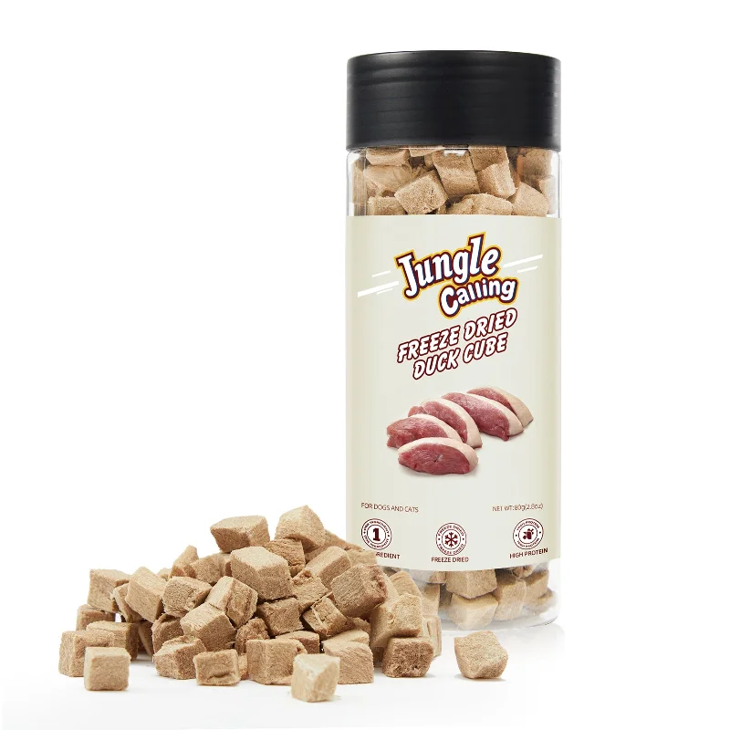 Freeze Dried Dog and Cat Treats - High Protein, Low Fat, Made with a Single Ingredient - Perfect for Training and Snacking, 2.8 oz (Duck Cube)