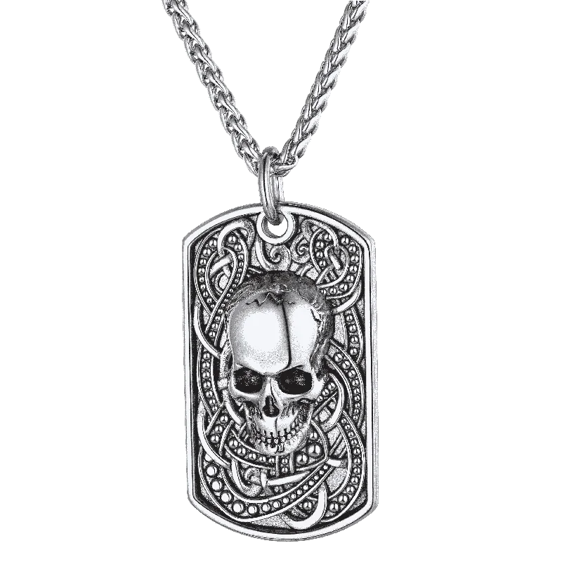 Customized Gothic Skull Dog Tag Pendant Necklace For Men