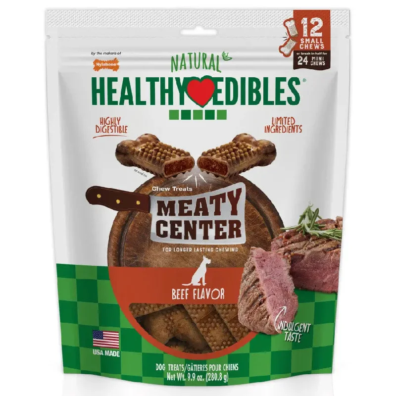 Nylabone Healthy Edibles Meaty Center Natural Dog Treats 12 ct