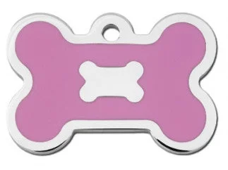 Pink Bone Dog ID Tag with Bone Image