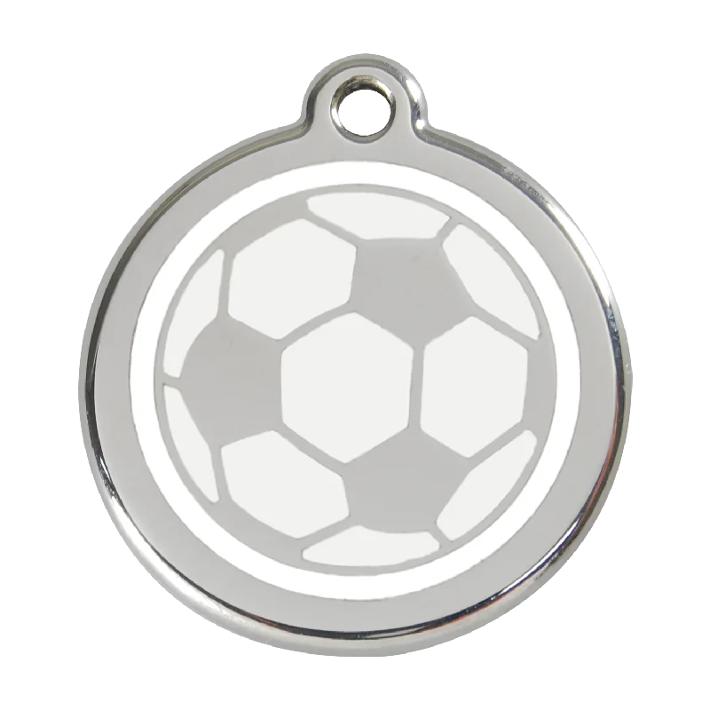 Red Dingo Stainless Steel & Enamel Soccer Ball Dog ID Tag