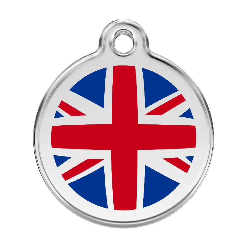 Red Dingo Stainless Steel & Enamel Union Jack Flag Dog ID Tag