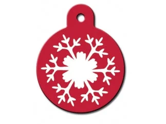 Red Snowflake Dog ID Tag