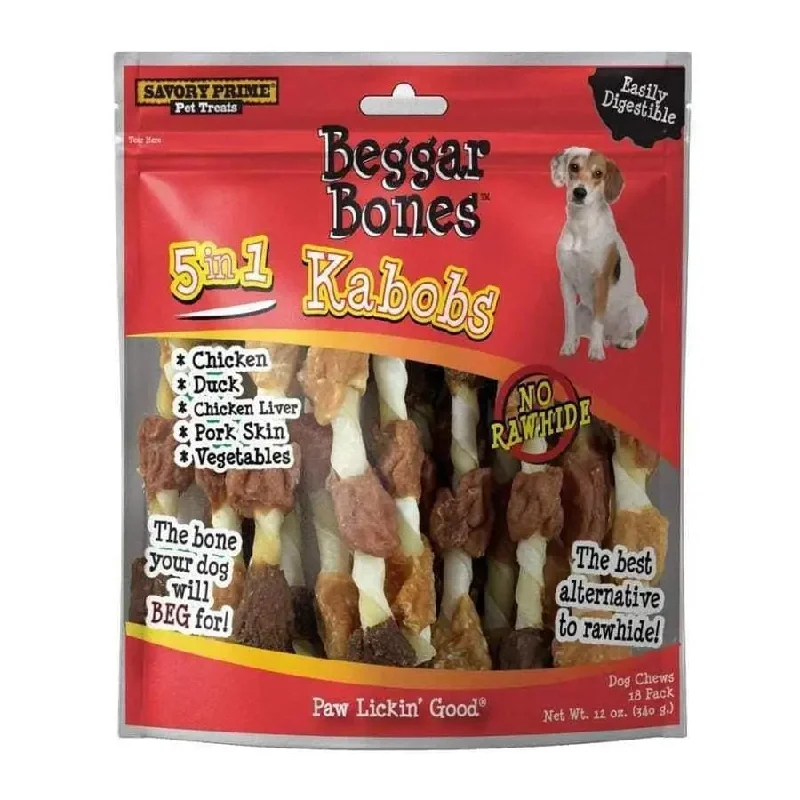 Savory Prime Beggar Bone 5 in 1 Kabobs Dog Treats