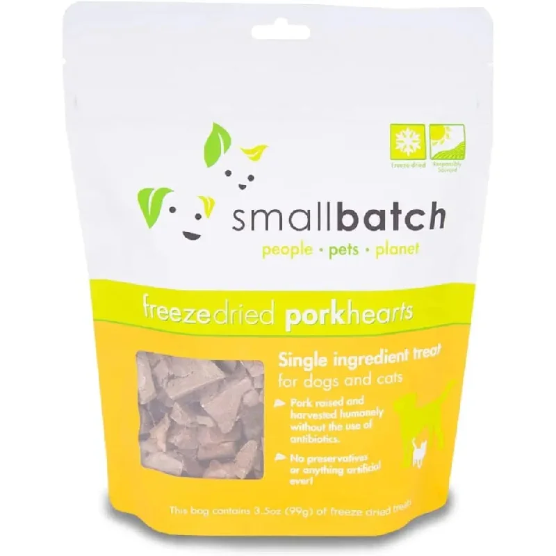 Smallbatch Pets Premium Freeze-Dried Pork Heart Treats for Dogs and Cats, 3.5 oz