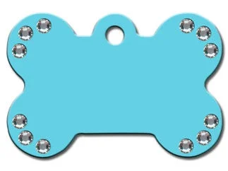 Turquoise Bone Dog ID Tag with Rhinestones